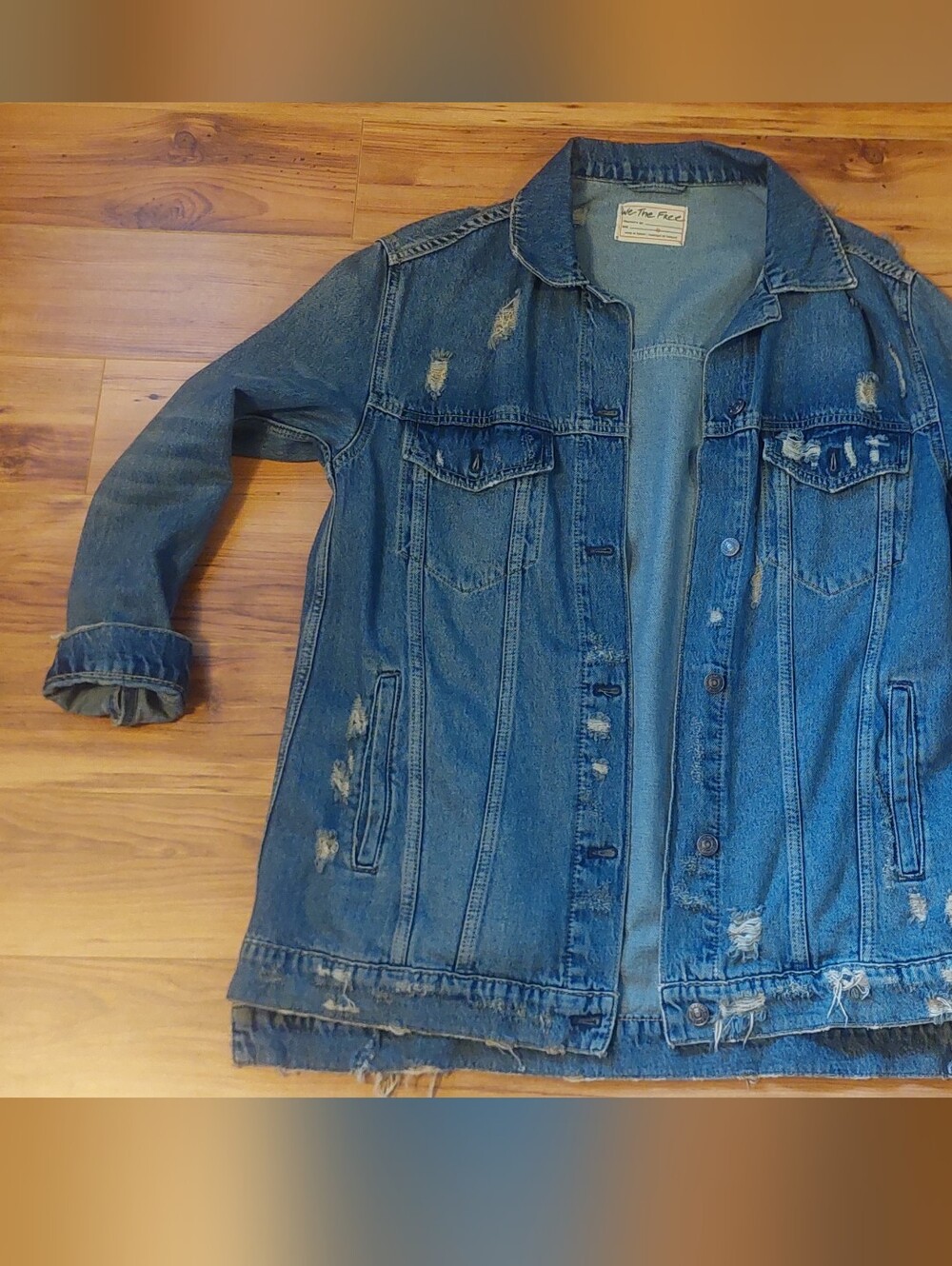 We The Free Distressed Oversized Denim Jacket